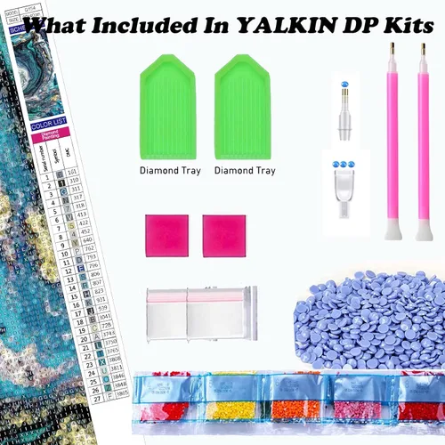Miniatura 6 de YALKIN Kits de pintura de diamantes grandes 5D para adultos (35.4 x 15.7 pulgadas), imágenes abstractas redondas de broca, arte de arte