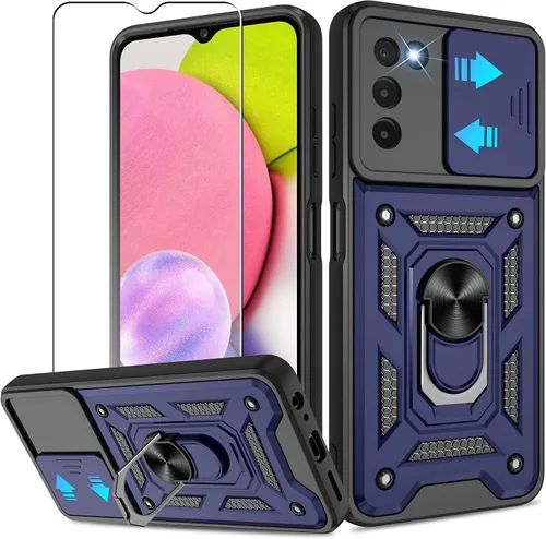 Miniatura 85 de ATUMP Funda para T-Mobile Revvl V Plus 5G con protector de pantalla HD con cubierta de cámara deslizante, soporte de anillo de rotación de 360° Negro