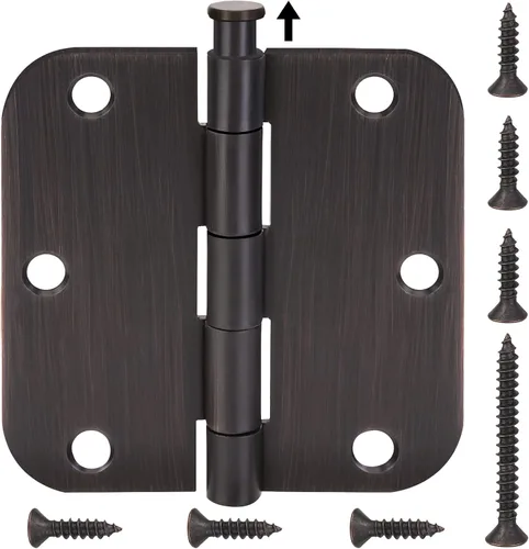 Miniatura 13 de TICONN Paquete de 6 bisagras de puerta de 3.5 pulgadas con pasador extraíble, herrajes para puertas residenciales bifold de hierro de 3-1/2 x 3-1/2