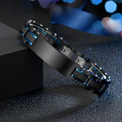 Miniatura 5 de Zillaly Pulsera de los hombres grabados de encargo de la identificación médica de la alarma