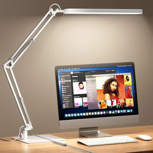 Miniatura 16 de SKYLEO Lámpara de escritorio LED - Luz de escritorio de 33.5 pulgadas - Cuello de cisne flexible - 5 modos de color x 11 niveles de brillo - 1300LM