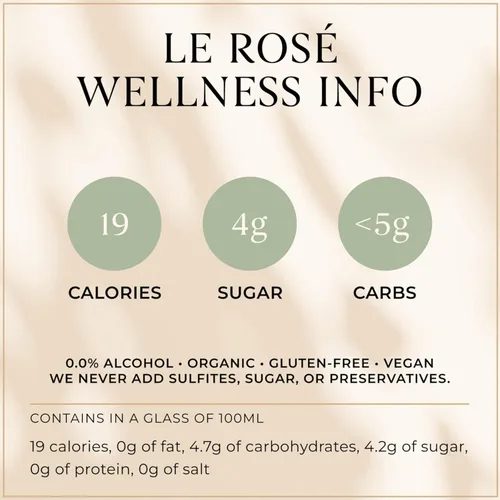 Miniatura 5 de French Bloom Le Rosé, Vino espumoso 0.0% sin alcohol, 25.4 fl oz, certificado orgánico, vegano, bajo en calorías, apto para embarazo, sin sulfitos