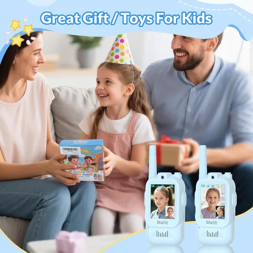 Miniatura 7 de Mafiti Juguetes para niños y niñas de 3, 4, 5, 6, 7, 8 años, mini video walkie talkies para niños, paquete de 2 unidades, recargable, rango de 1000