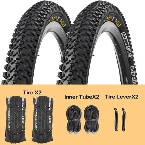 Miniatura 2 de 24 X 1.95 Inch Folding Bike Tires with 3mm Anti Puncture Proof Protection for Mountain Bicycles 2 Neumáticos 2 Tubos
