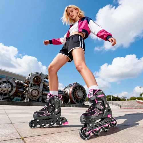Miniatura 10 de 2PM SPORTS Patines en línea para niños y niñas, niños de 5 a 8 a 12 años, 4 a 6, 6 a 12 años, con ruedas iluminadas, cuchillas ajustables para Rosa