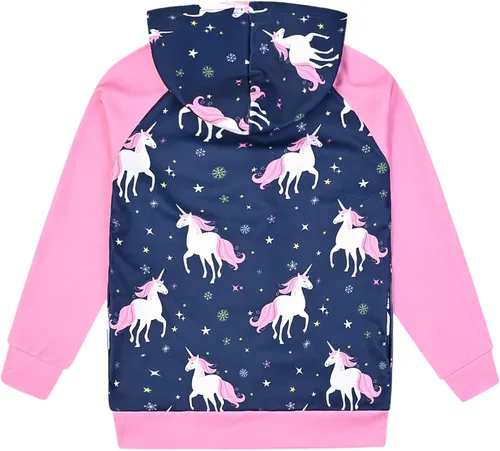 Miniatura 2 de Jxstar Sudadera raglán con capucha y cremallera para niñas con bolsillos