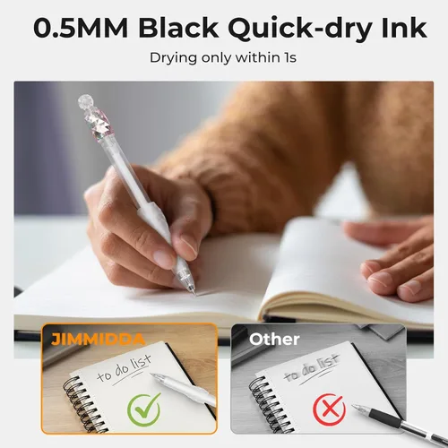 Miniatura 4 de 8 Bolígrafos de Gel - 0.5mm de Punta Fina, Tinta Negra Giratoria, Escritura Suave - Bolígrafos de Gel de Secado Rápido de Agarre Suave para Diario