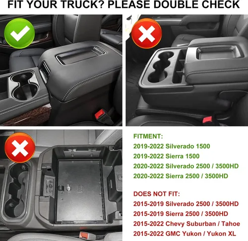 Miniatura 5 de Bandeja organizadora de consola central se adapta a accesorios para GMC Sierra/Chevy Silverado 1500 2019-2022, Silverado/Sierra 2500 HD/3500 HD