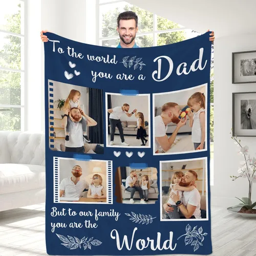 Magimagine - Manta personalizada para papá con foto, mantas personalizadas con foto para papá de parte de su hija o hijo, regalos de cumpleaños