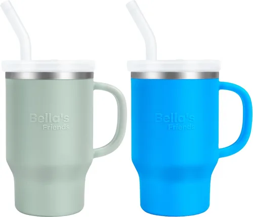 Taza de Bella's Friends Handy Mini – Adorable taza sippy para niños pequeños de 9 oz, interior de acero inoxidable y cuerpo de silicona, a prueba de