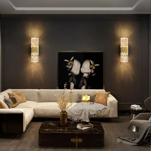 Miniatura 4 de Modernos apliques de pared de cristal, lámpara de pared con acabado de color dorado mate, iluminación de pared de cristal con pantalla de vidrio