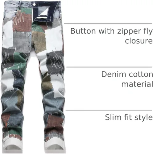 Miniatura 186 de Enrica Pantalones vaqueros estampados casuales para hombre