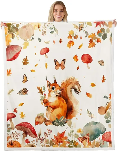 Miniatura 15 de Manta de temporada de otoño para niños y niñas, bonito forro polar de conejo de dibujos animados, regalos de feliz día de Acción de Gracias