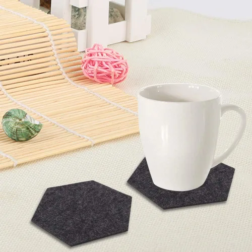 Miniatura 3 de Posavasos de fieltro, 10 posavasos absorbentes para bebidas, antideslizantes, manteles individuales de cerveza y café, fieltro absorbente que
