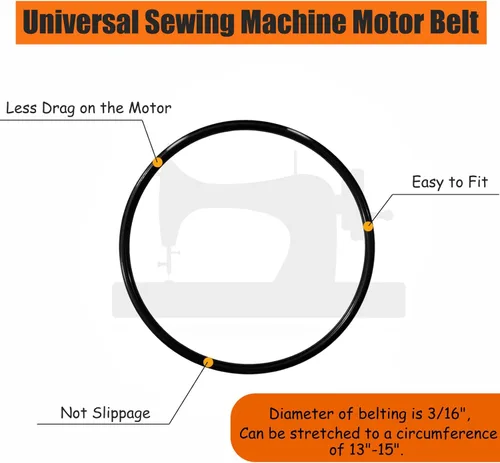 Miniatura 3 de YEQIN Cinturón elástico universal para máquina de coser, 3 piezas, perímetro que va desde 13 pulgadas a 15 pulgadas (14.961 in), compatible con 3