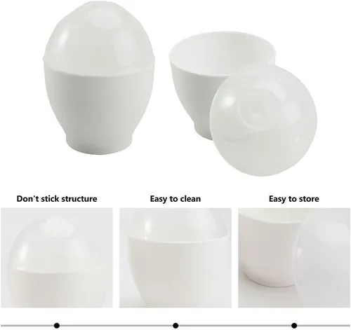 Miniatura 3 de Hemoton Tazas escalfadoras de huevos para microondas, paquete de 4 con tapas, 3.74 x 2.55 pulgadas, olla de huevos al vapor para desayuno rápido