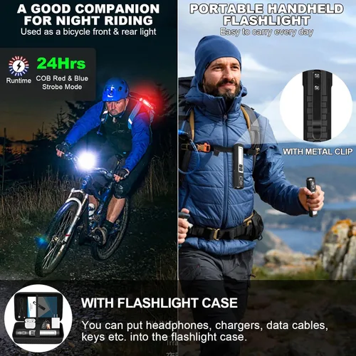 Miniatura 8 de Linternas recargables de alto lúmenes, linterna magnética de bolsillo pequeño superbrillante, 8 modos de luz LED táctica, potente luz de trabajo