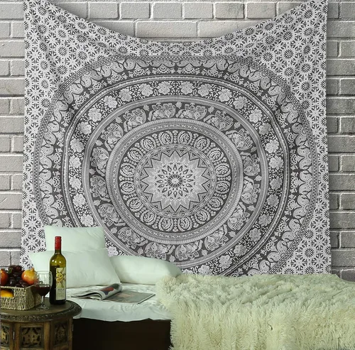 Miniatura 17 de RAJRANG - Tapiz de mandala indio para colgar en la pared, diseño hippie, de elefante, playa, decoración de dormitorio universitario, bohemio, boho.