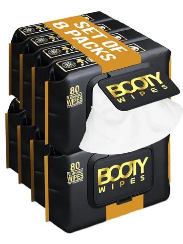 Miniatura 7 de BOOTY WIPES 80 toallitas desechables para hombres y mujeres, toallitas para adultos, infundidas con vitamina E y aloe, toallas húmedas extra