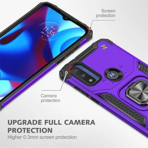 Miniatura 3 de Funda para Moto G Pure, funda Moto G Power 2022, soporte giratorio de grado militar de 360° (resistente), fundas protectoras a prueba de golpes