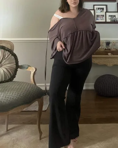 Miniatura 3 de Promover - Pantalones anchos para mujer, pantalones de yoga con bolsillos, cintura alta, elásticos, pantalones de chándal, talla pequeñaregularalta