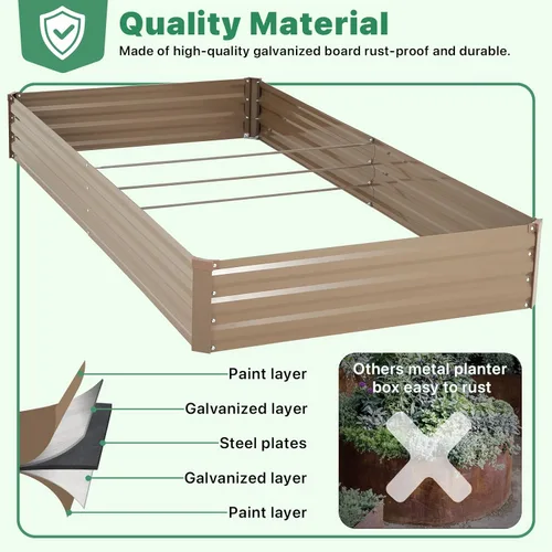 Miniatura 3 de ONCEMORE Cama de jardín elevada galvanizada para verduras, flores, hierbas, kit de cama de jardín elevada de metal con 2 jaulas de tomate, guantes