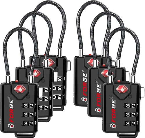 Miniatura 21 de Cerraduras para equipaje con cable aprobadas por la TSA, combinación reajustable con cuerpo de aleación, Moderno