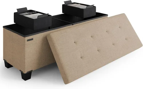 Miniatura 105 de Cubo otomano de almacenamiento con cubo pequeño, otomana cuadrada de 15 pulgadas con almacenamiento para sala de estar y dormitorio, reposapiés
