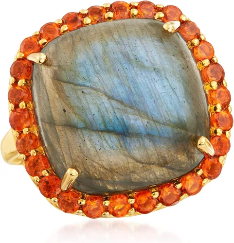 Miniatura 4 de Ross-Simons Anillo de labradorita y citrino naranja de 1.00 qt t en oro de 18 quilates sobre plata esterlina