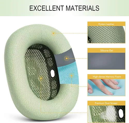 Miniatura 4 de GEVO Almohadillas de repuesto mejoradas para auriculares AirPods Max 1 y 2, almohadillas de piel de proteína, almohadillas para los oídos con espuma