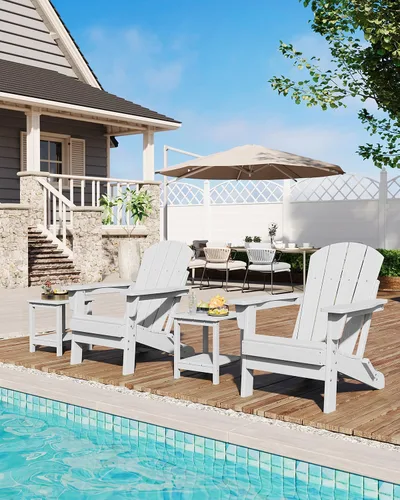 Miniatura 2 de GarveeLife Sillas Plegables Adirondack, Sillas de Patio Exterior de HDPE Resistentes a Todos los Climas con Textura de Madera para Fogata, Terraza