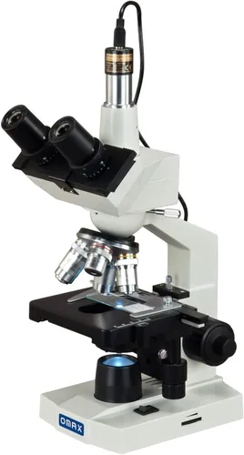 Miniatura 2 de OMAX 40X-2500X microscopio LED trinocular de laboratorio digital, con cámara digital USB y nivel mecánico de doble capa