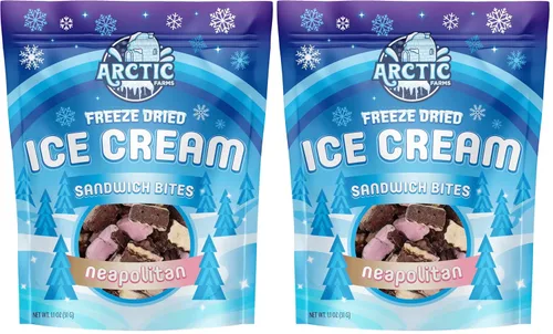 Miniatura 9 de Arctic Farms Bocaditos de sándwich de helado liofilizado en bolsas y en caja, no se derrite (napolitano, 3.5 onzas)