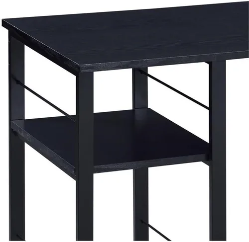 Miniatura 7 de Acme Vadna - Escritorio de madera con 2 estantes y base de metal abierta en color negro