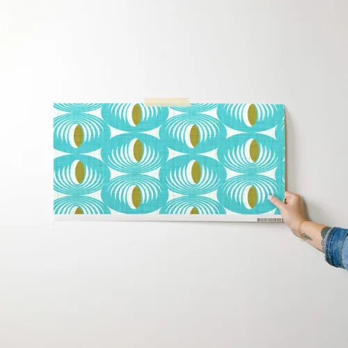 Miniatura 7 de Spoonflower Papel tapiz autoadhesivo para despegar y pegar, diseño geométrico moderno de mediados de siglo, color verde aguamarina, papel tapiz