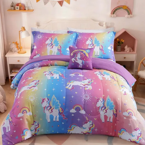 Miniatura 27 de Juego de edredón para niños Kaleido Space tamaño individual para niños, juego de ropa de cama para niños con luz en la oscuridad para jugadores, 1
