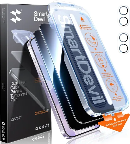Miniatura 12 de SMARTDEVIL Paquete de 2+2 protectores de pantalla transparente HD para iPhone 17 Pro Max con 2 protectores de lente de cámara, vidrio templado 9H