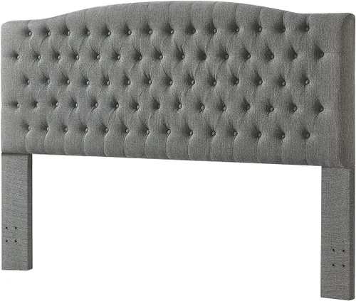 Miniatura 5 de 24KF Cabecero tapizado acolchado con botones de tela de lino, cabecero cómodo y elegante tamaño King/CA King, granito Granite-King Size - Tela