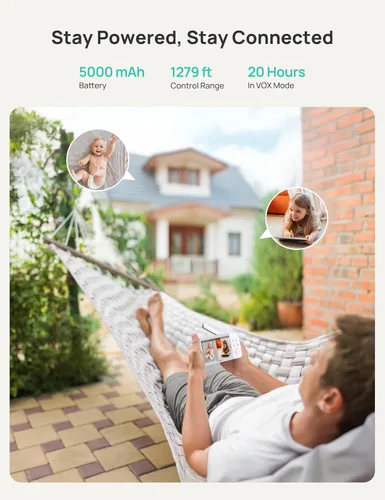 Miniatura 10 de Dr.Care VistaView Monitor inteligente WiFi de 5 pulgadas para bebé, control de aplicación de cámara 2K y pantalla dividida de 1080P, detección