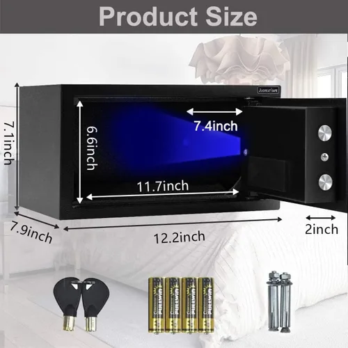 Miniatura 3 de JUGREAT Caja fuerte, caja fuerte electrónica de seguridad digital con luz de inducción, construcción de acero oculta con cerradura, diseño de Negro