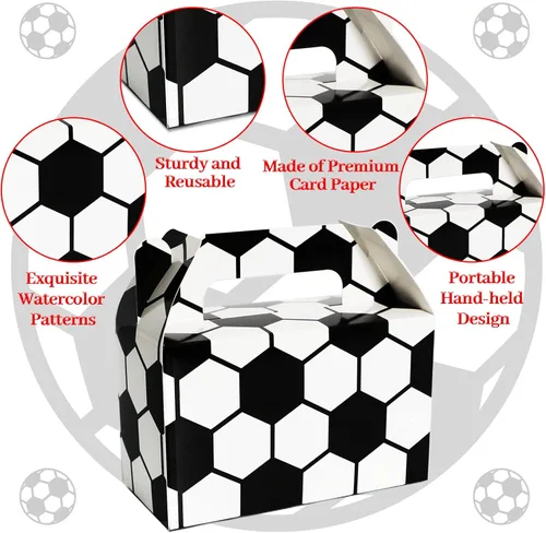 Miniatura 5 de Tevxj Paquete de 12 cajas de regalo para fiesta de fútbol, bolsas de dulces de fútbol, bolsas de golosinas y aperitivos para fiestas deportivas