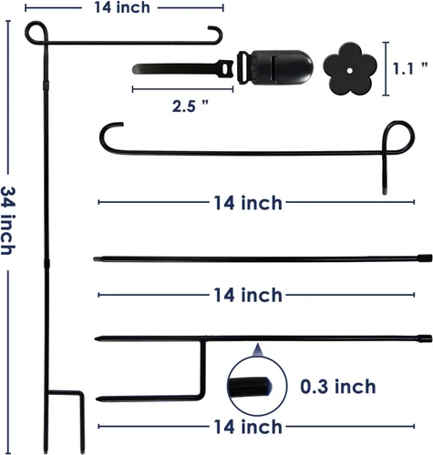 Miniatura 5 de Soporte para bandera de jardín, poste grueso, resistente, recto, soporte para bandera de patio de metal de alta calidad, resistente a la intemperie