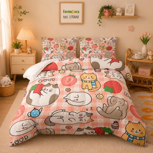 Miniatura 30 de Juego de edredón floral colorido de 3 piezas, juego de ropa de cama botánica bohemia tamaño queen, diseño boho de granja con flores y hojas impresas