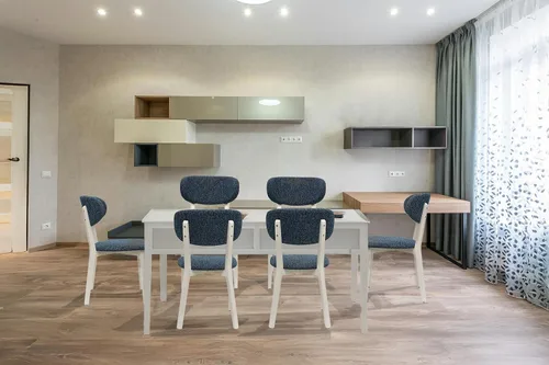 Miniatura 10 de BISCHAIR - Juego de 4 sillas de comedor de madera tapizadas de mediados de siglo modernas para muebles de habitación con diseño ergonómico duradero