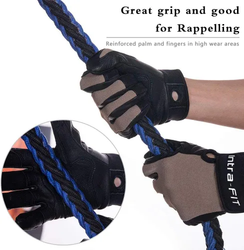 Miniatura 4 de Guantes de escalada, guantes de cuerda, perfectos para rappel, rescate, roca, árbol, pared, escalada de montaña