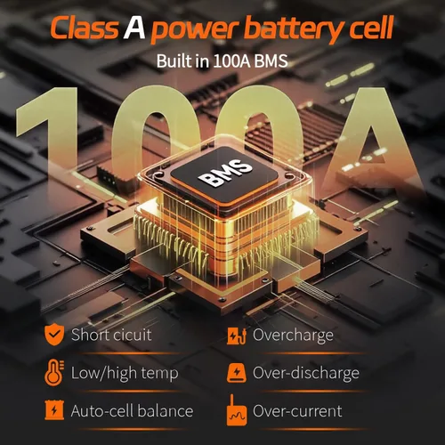 Miniatura 5 de Batería LiFePO4 de 12 V 80 Ah, batería para motor de arrastre con BMS de 100 A integrado 1024 Wh, baterías de litio de ciclo profundo 8000+ de 12 V