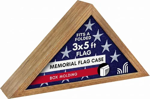 Americanflat Pequeña vitrina plegada de bandera – Se adapta a banderas ceremoniales plegadas de 3 x 5 pies (no para bandera funeraria) – Colección