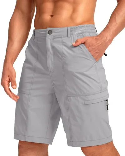 Viodia Pantalones cortos tipo cargo de senderismo para hombre con 6 bolsillos, de secado rápido, ligeros, elásticos, pantalones cortos de golf para