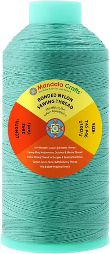 Miniatura 88 de Mandala Crafts - Hilo de nailon para coser cuero, tapicería, mezclilla y para trenzar el pelo; resistente, 1500 yardas, tamaño 69 T70 Marrón