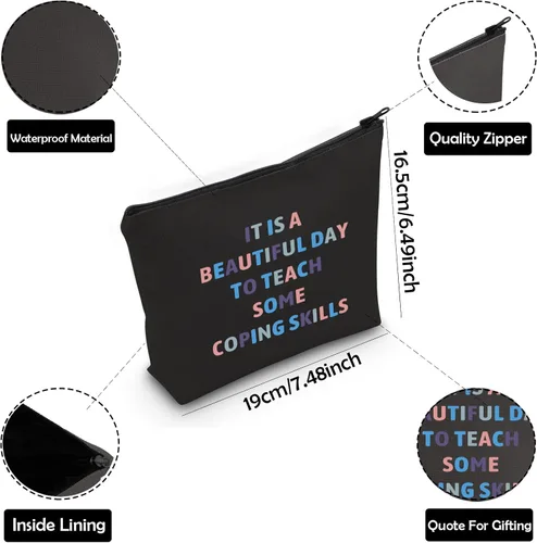 Miniatura 3 de ZJXHPO Bolsa de cosméticos de consejero Es un día asombroso para enseñar algunas habilidades de afrontamiento, maquillaje con cremallera, bolsa